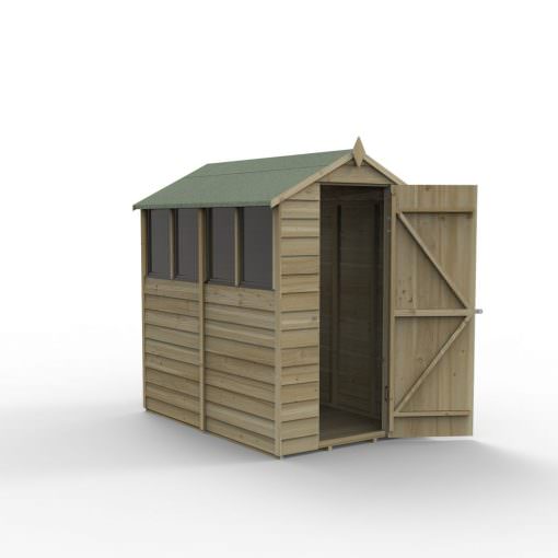 Forest 6×4 4Life Overlap Apex Garden Shed, Four Window - Pure Garden ...