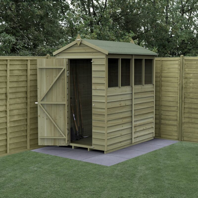 Forest 6 x 4 4Life Overlap Apex Garden Shed, Four Window