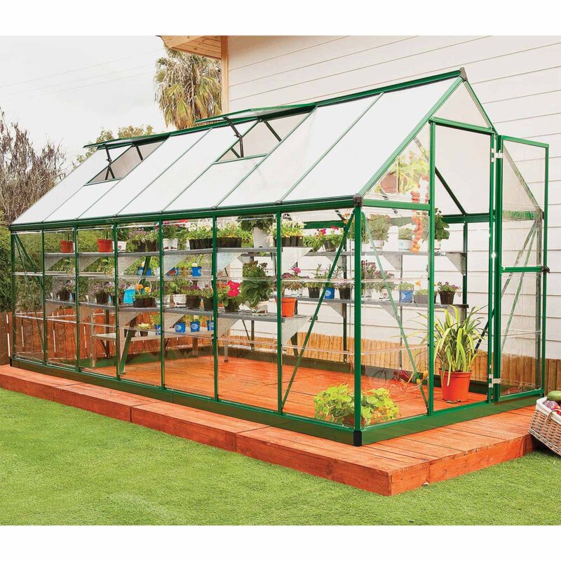 Palram Canopia Hybrid Greenhouse 6x14 Green - Aluminum Frame, Polycarbonate Panels