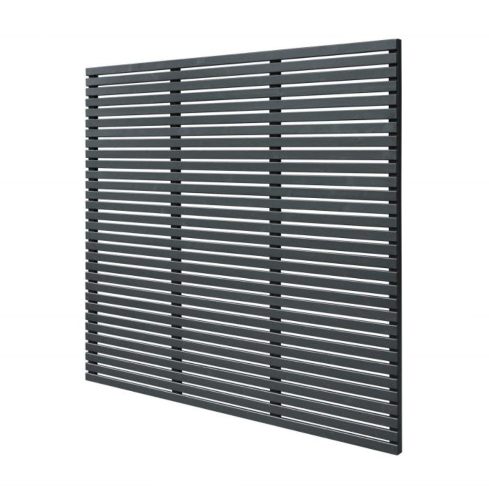 Forest Garden 1.8m x 1.81m Contemporary Slatted Fence Panel in Anthracite Grey - Image 2