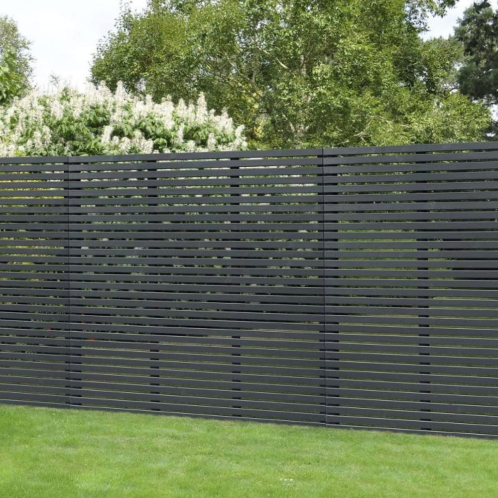Forest Garden 1.8m x 1.81m Contemporary Slatted Fence Panel in Anthracite Grey