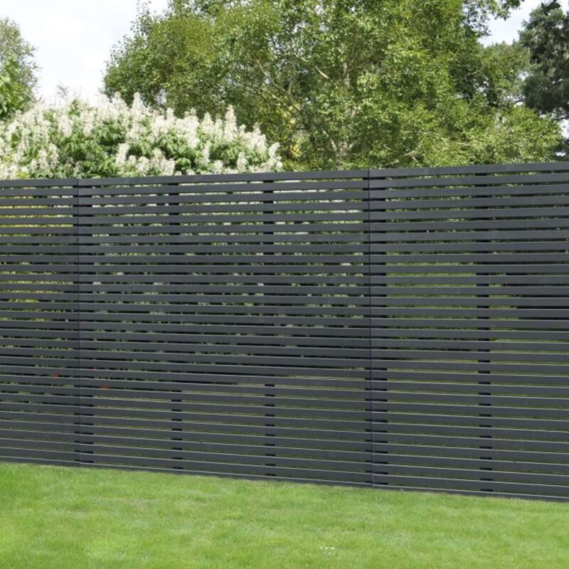 Forest Garden 1.8m x 1.81m Contemporary Slatted Fence Panel in Anthracite Grey