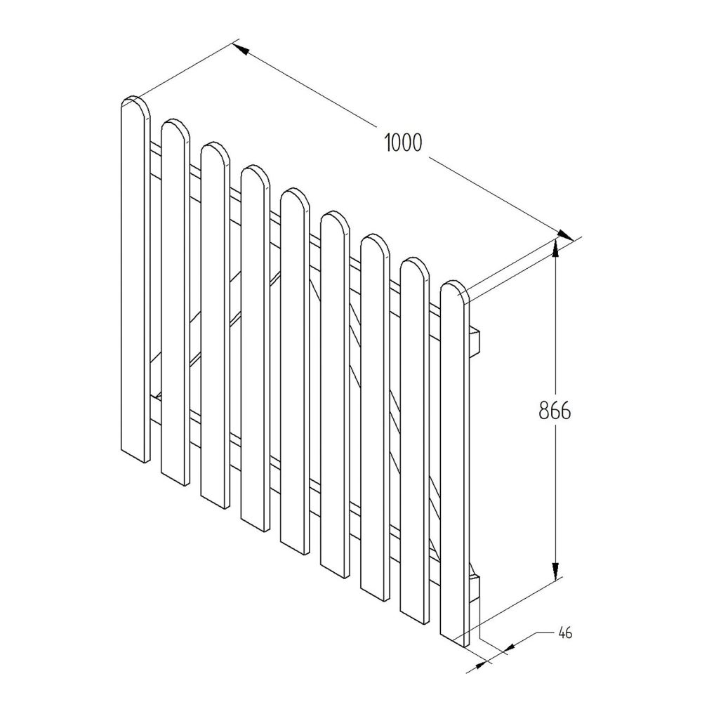 Heavy Duty Pale Gate 3ft (0.90m High) Traditional Palisade Design - Image 2