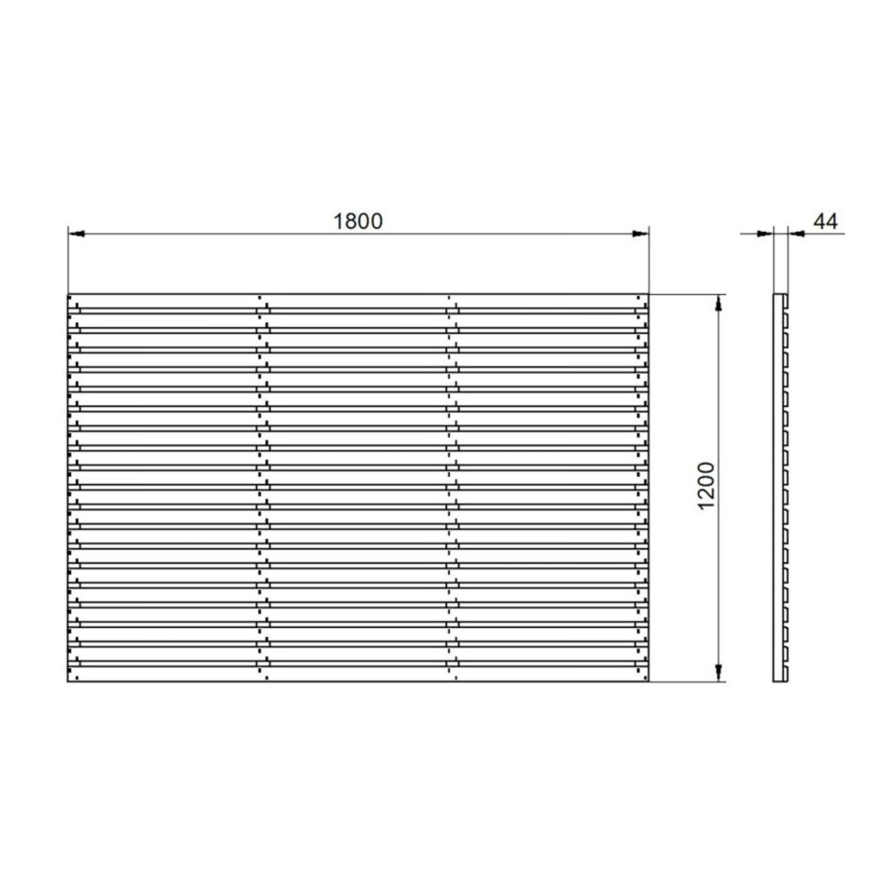 1.8m x 1.2m Pressure Treated Contemporary Slatted Fence Panel - Image 3