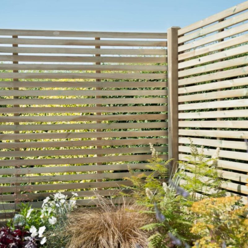 Forest Garden 1.8m x 1.5m Pressure Treated Contemporary Slatted Fence Panel