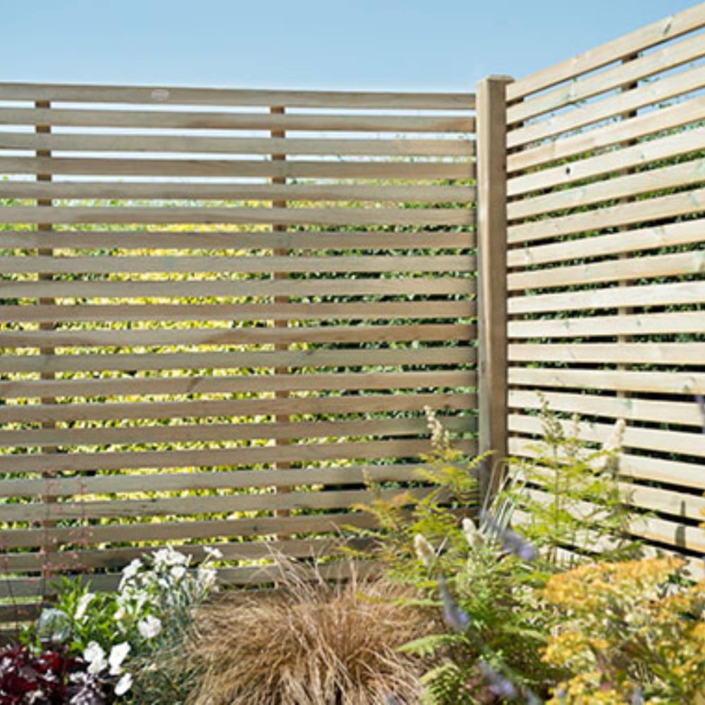 1.8m x 1.8m Pressure Treated Contemporary Slatted Fence Panels
