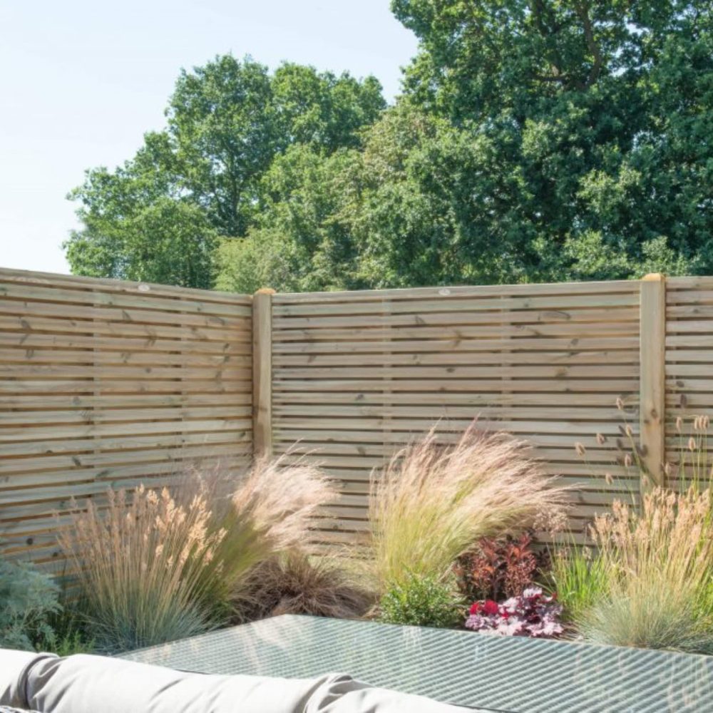Forest Garden 1.8m x 1.5m Pressure Treated Contemporary Double Slatted Fence Panel