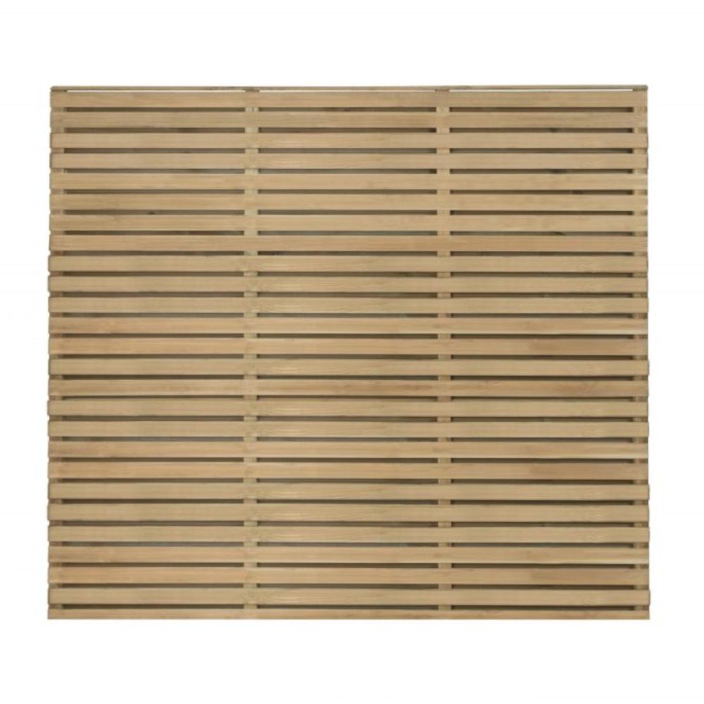 Forest Garden 1.8m x 1.5m Pressure Treated Contemporary Double Slatted Fence Panel - Image 2