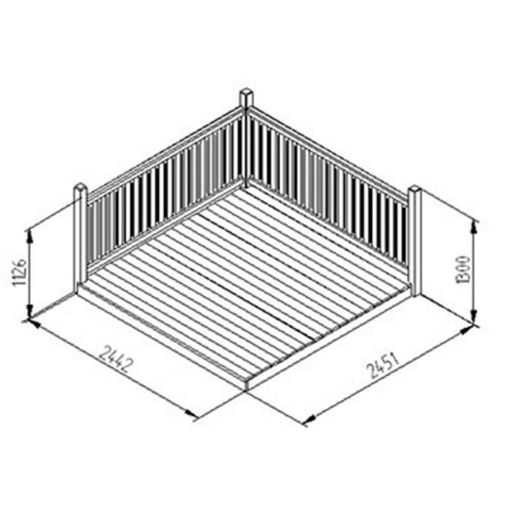 Forest Garden  2.4m x 2.4m Patio Deck Kit Includes Decking & Balustrades - Image 4