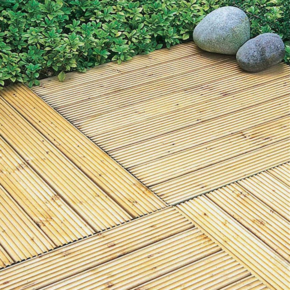 Forest Garden Large Format Ridged Surface Patio Deck Tile Pack of 4