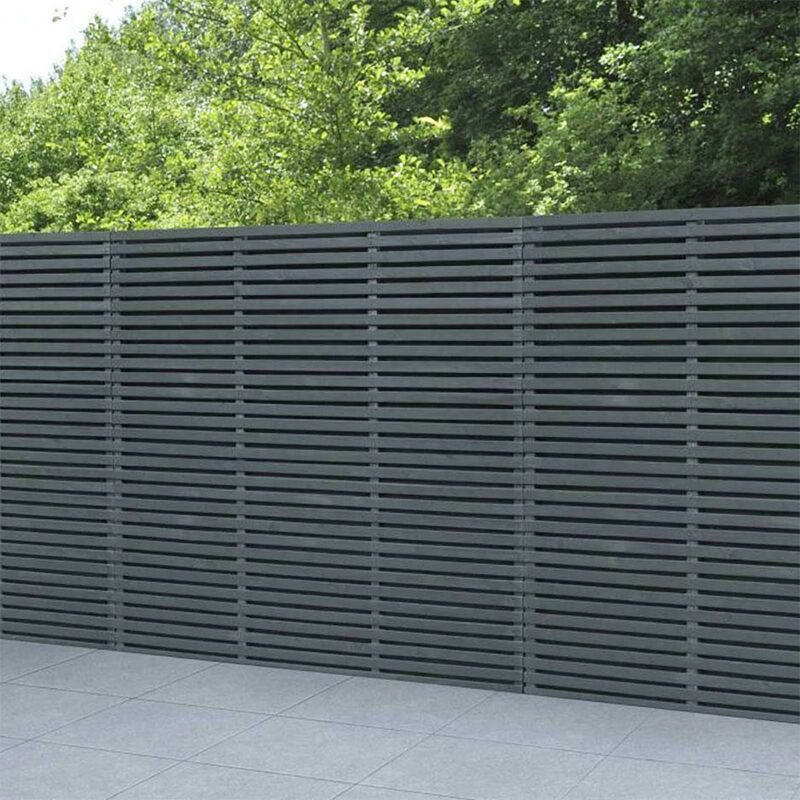 1.8m x 1.8m Contemporary Double Slatted Fence Panel - Anthracite Grey