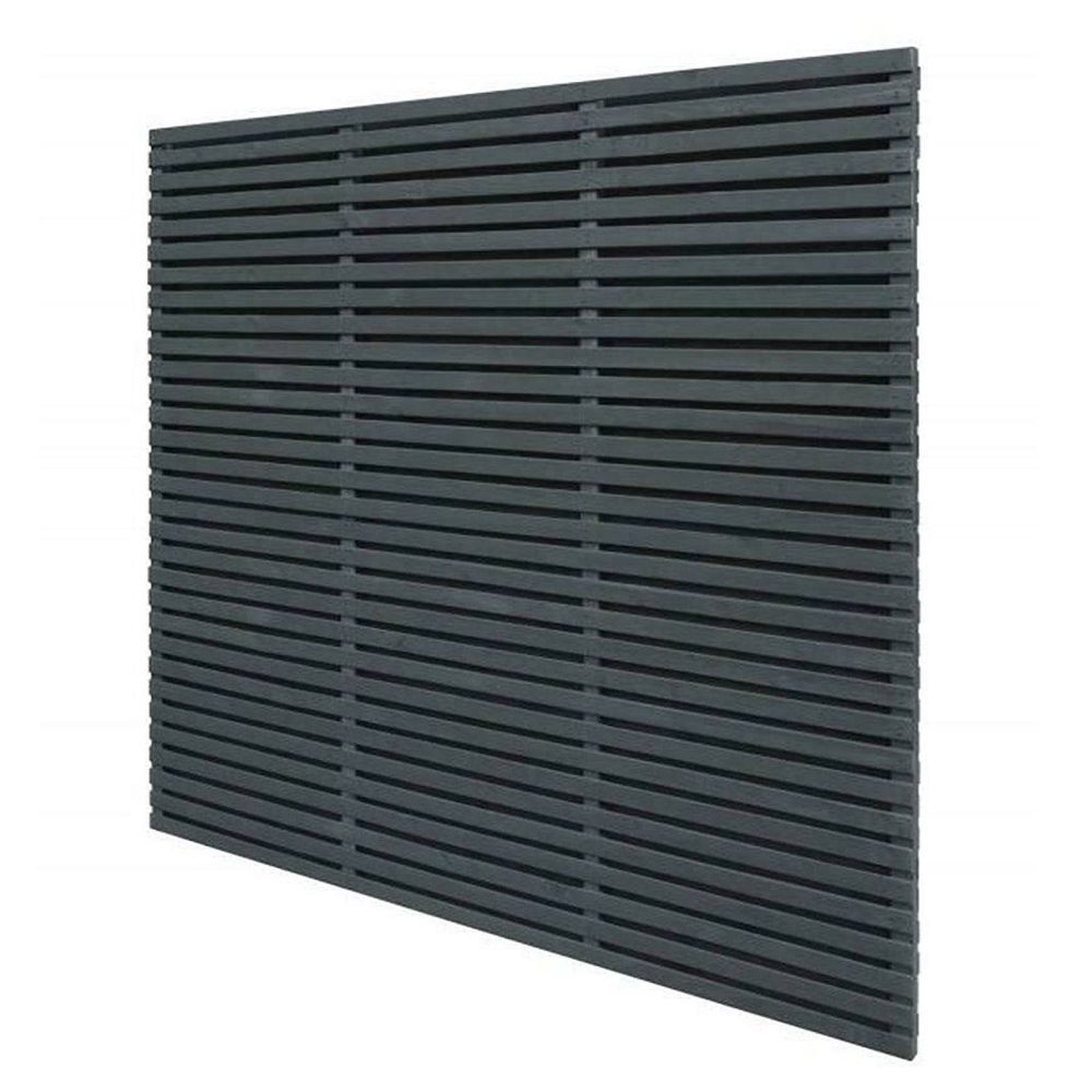 1.8m x 1.8m Contemporary Double Slatted Fence Panel - Anthracite Grey - Image 2