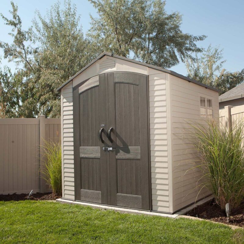 Lifetime 7 x 7 Plastic Garden Shed with 2 windows - 60042 - HDPE Heavy Duty Outdoor Storage