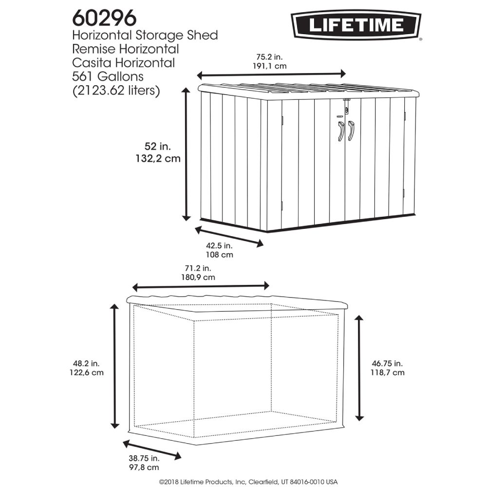 Lifetime Heavy Duty Low Horizontal Storage Shed - 60296 - HDPE All-Weather Durable Box - Image 10