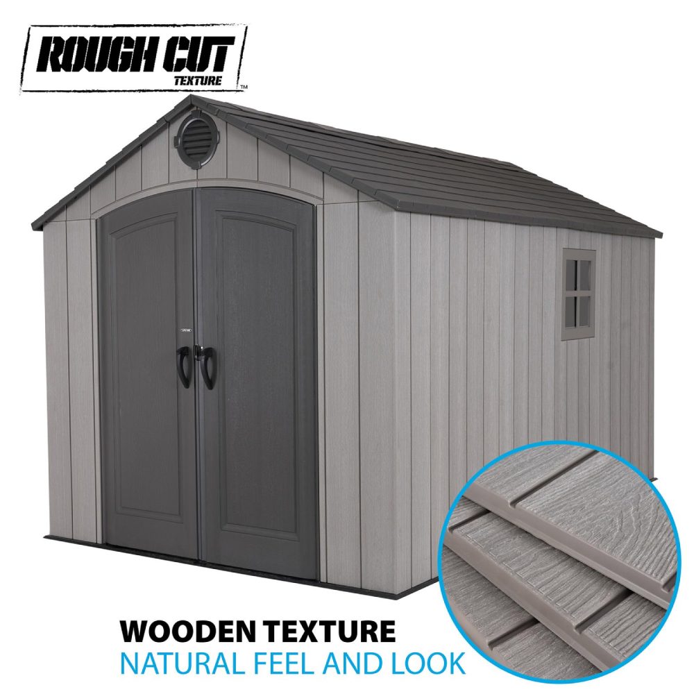 Lifetime 8 x 12.5 Wood Effect Garden Shed - 60305 - Heavy Duty Outdoor HDPE Durable Unit