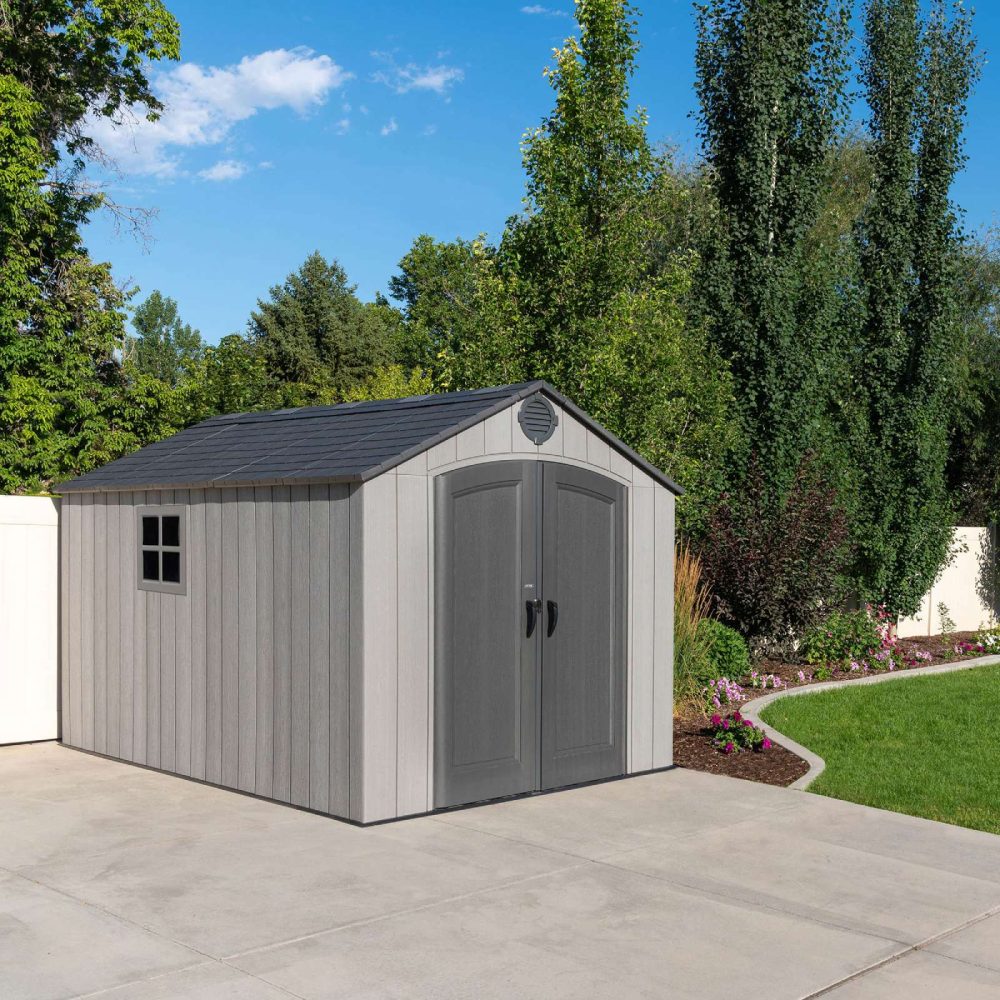 Lifetime 8 x 12.5 Wood Effect Garden Shed - 60305 - Heavy Duty Outdoor HDPE Durable Unit - Image 2