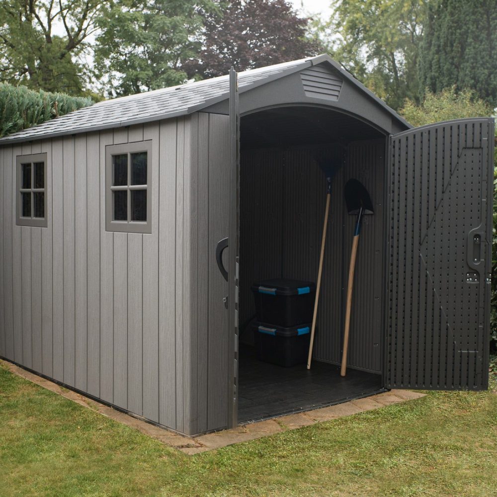 Lifetime 7 x 9.5 Wood Effect Garden Shed Including Floor - 60310 - Heavy Duty Outdoor HDPE Plastic Unit - Image 2