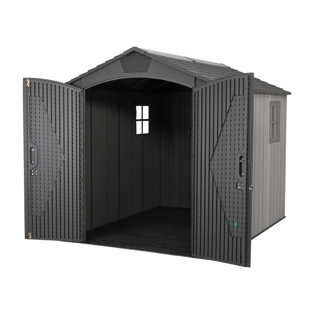 Lifetime 7 x 9.5 Wood Effect Garden Shed Including Floor - 60310 - Heavy Duty Outdoor HDPE Plastic Unit - Image 5