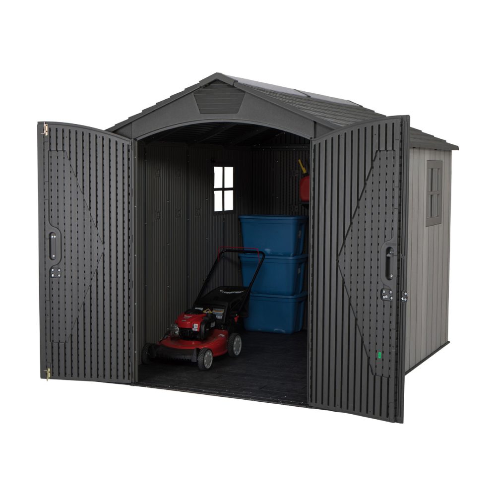 Lifetime 7 x 9.5 Wood Effect Garden Shed Including Floor - 60310 - Heavy Duty Outdoor HDPE Plastic Unit - Image 6