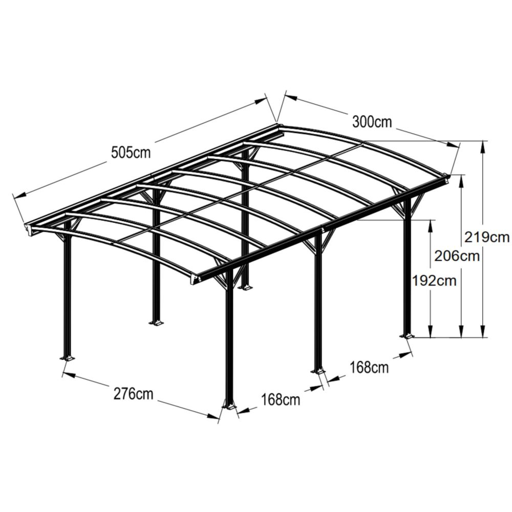 Kingston 10x16 Aluminium Curved Carport - Image 2