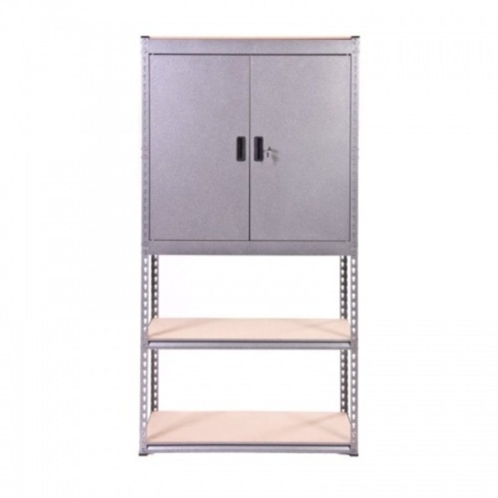 Globel Heavy Duty Half Cupboard 5 Tier Shelving Unit Racking, Lockable Storage