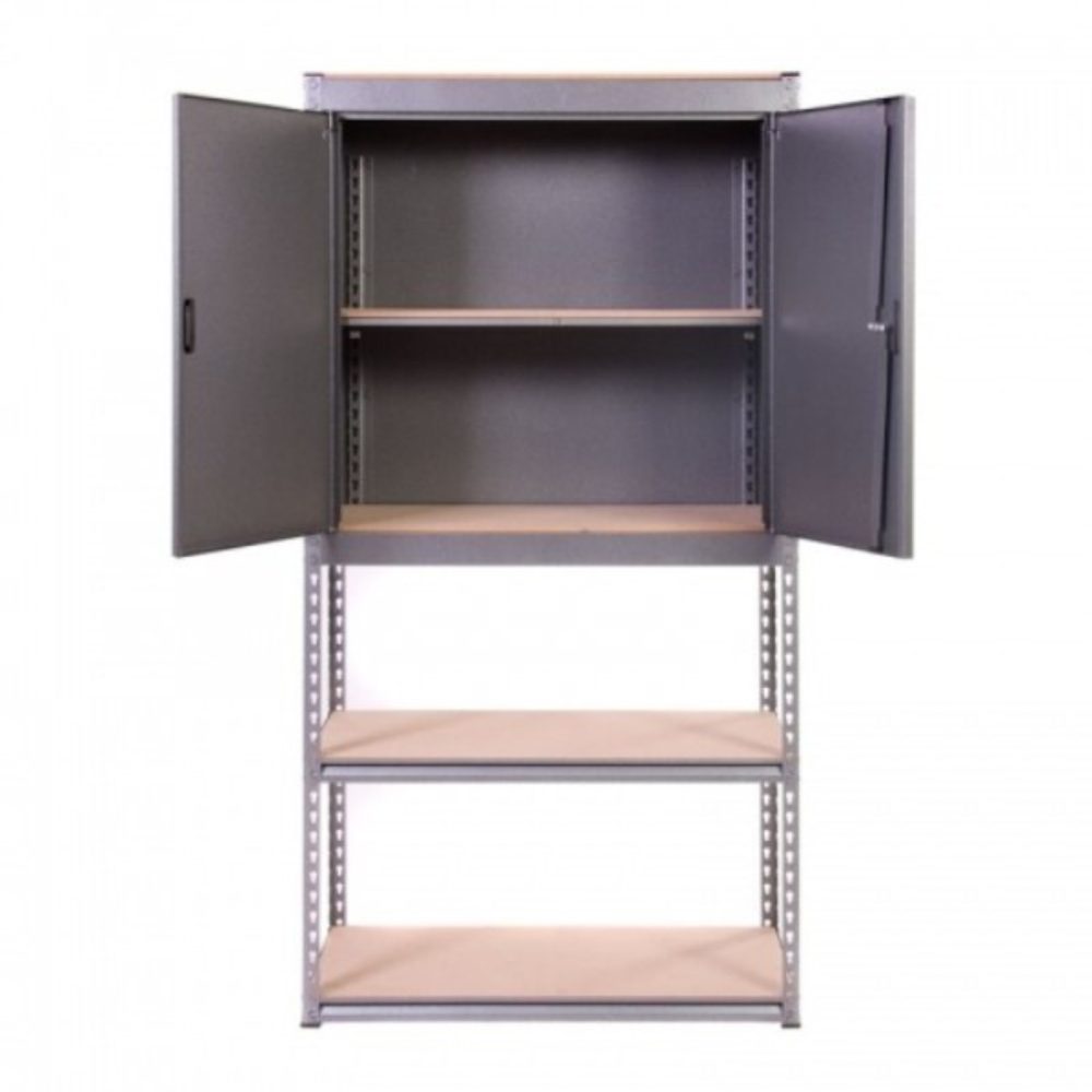 Globel Heavy Duty Half Cupboard 5 Tier Shelving Unit Racking, Lockable Storage - Image 3