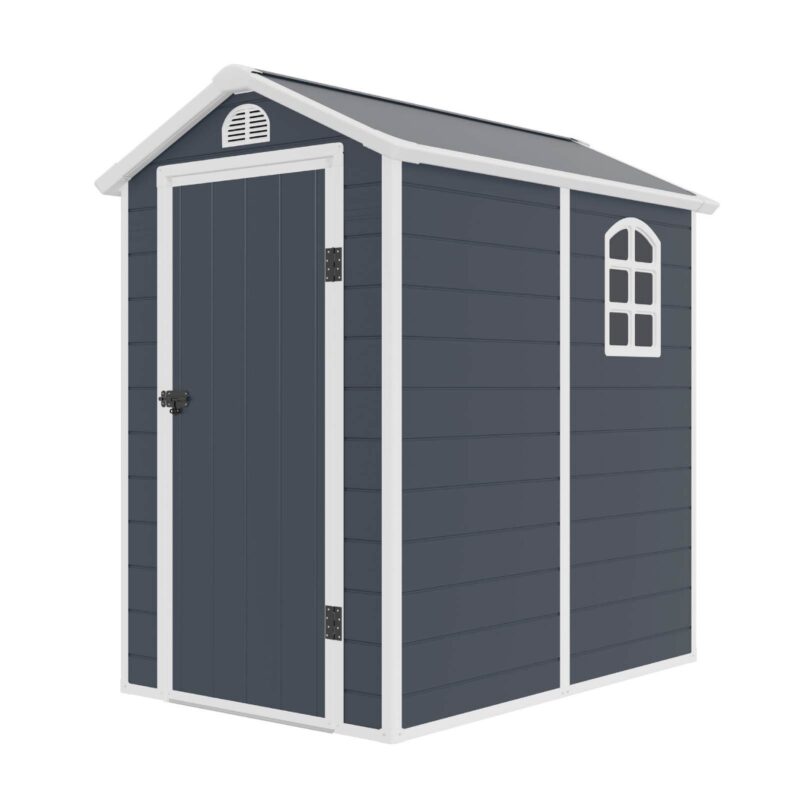 Jasmine 4ft x 6ft Durable, Lightweight, Plastic Apex Shed Dark Grey