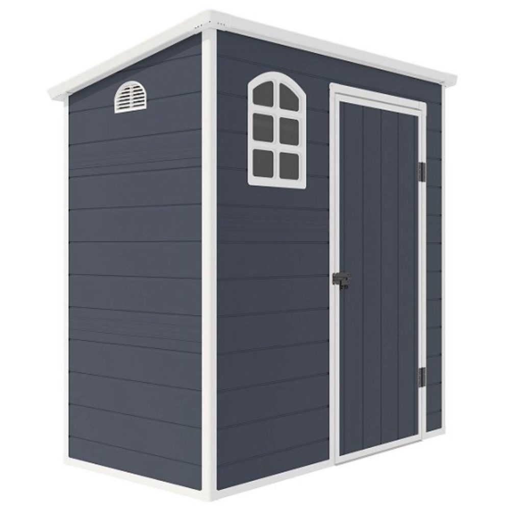 Jasmine 6ft x 3ft Durable, Lightweight, Plastic Pent Shed Dark Grey