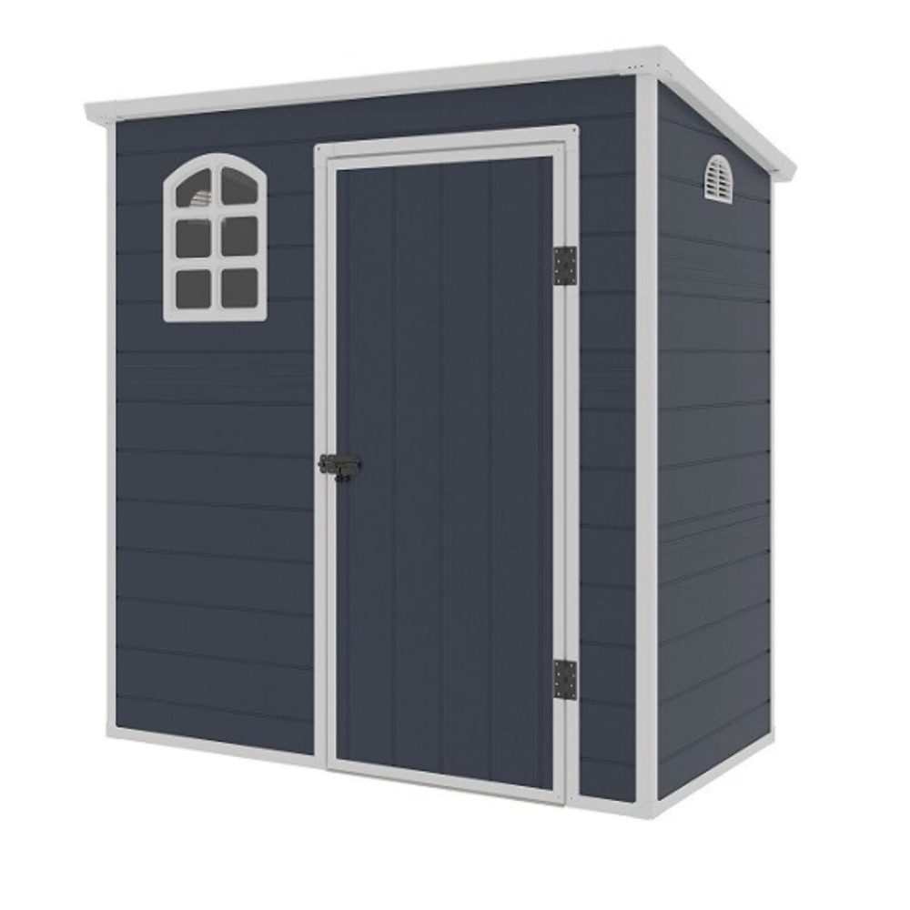 Jasmine 6ft x 3ft Durable, Lightweight, Plastic Pent Shed Dark Grey - Image 2