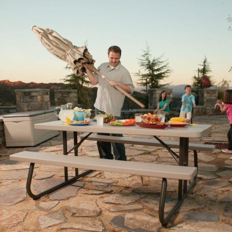 Lifetime 6ft Rectangular Putty Garden Picnic Table - Outdoor Foldable Table - 22119