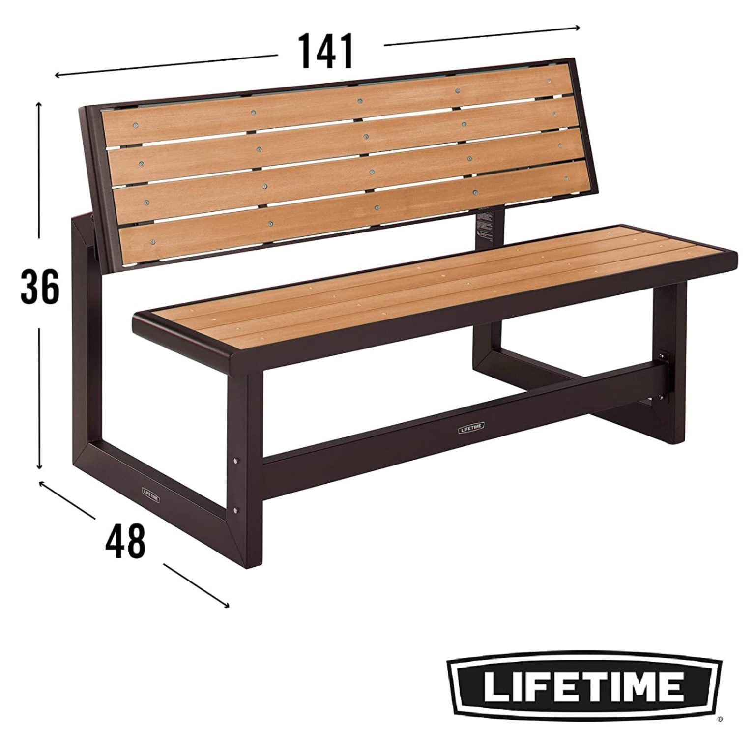 Lifetime 4ft Convertible Garden Bench/ Picnic Table Outdoor Seating