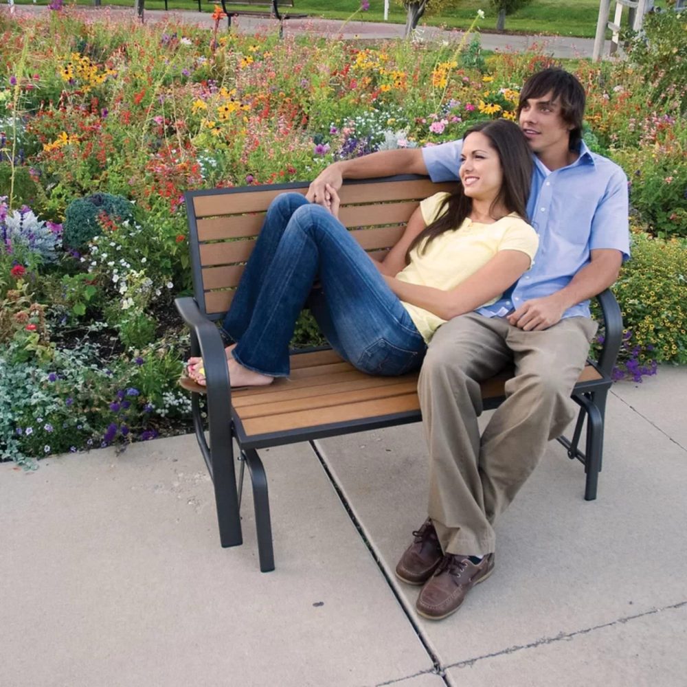Lifetime Plastic Garden Glider Bench - Outdoor Patio Seating - 60055 - Image 3