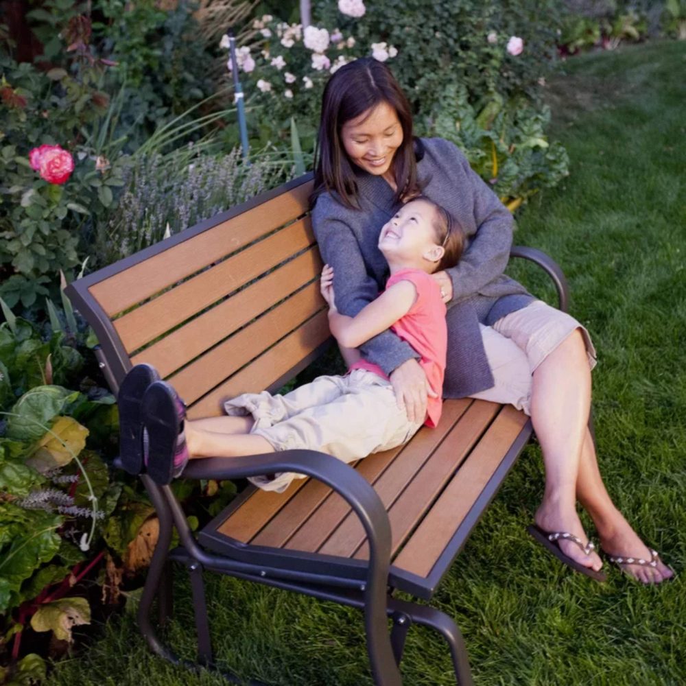 Lifetime Plastic Garden Glider Bench - Outdoor Patio Seating - 60055 - Image 2