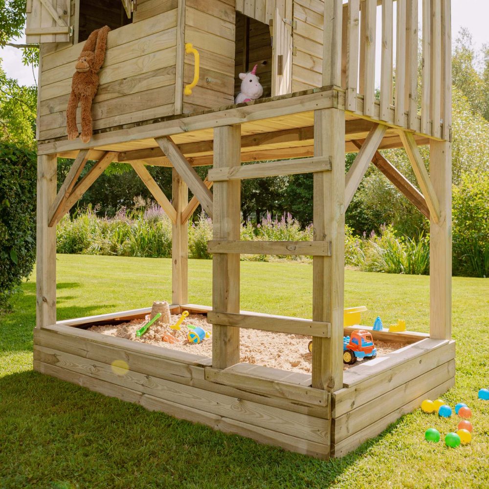 Children's Wooden Beach Hut Garden Playhouse & Outdoor Sandpit - Image 3