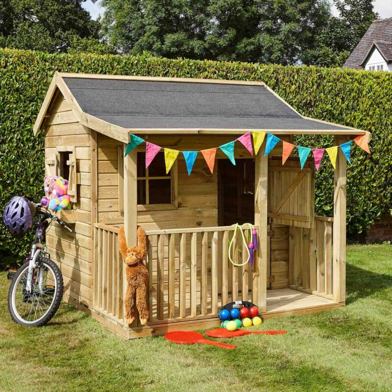 Children's Wooden Saloon Garden Playhouse - Outdoor Play Hut
