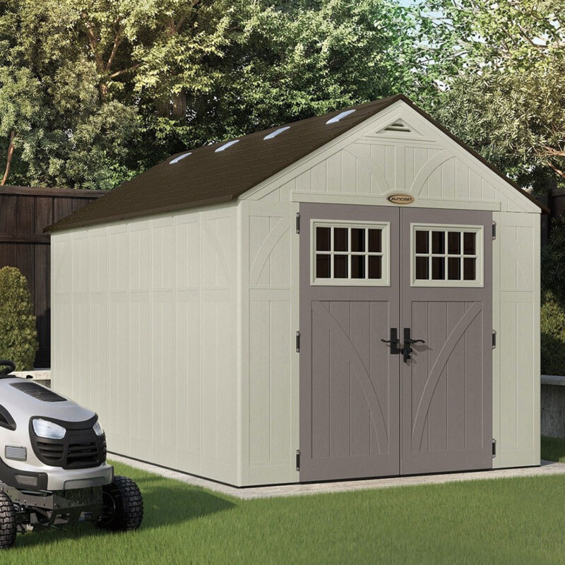 Suncast Tremont 8ft x 13ft Plastic Resin Garden Shed - Large Premium Outdoor Apex Storage