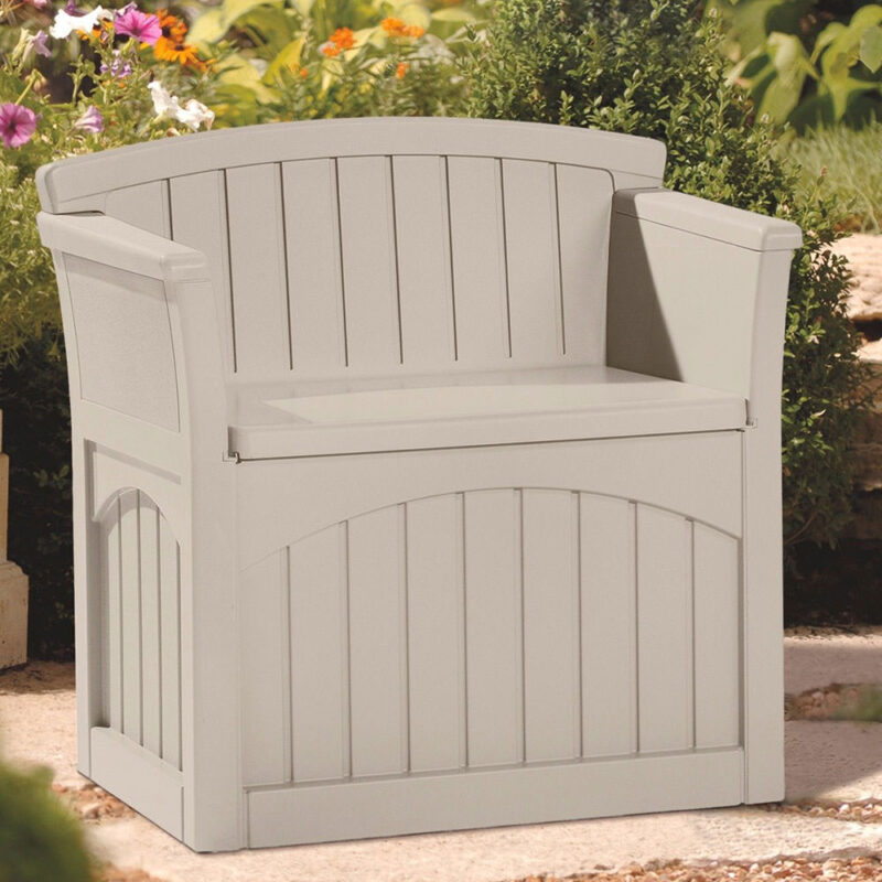 Suncast 117L Patio Storage Seat - Outdoor Garden Cushion Equipment Games Store