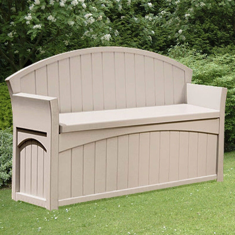 Suncast 189L Patio Storage Seat - Outdoor Garden Cushion Equipment Games Store