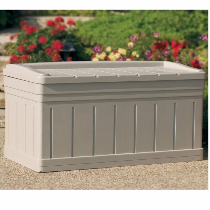Suncast 488L Plastic Resin Deck Storage Box with Seat - Outdoor Garden Furniture Store
