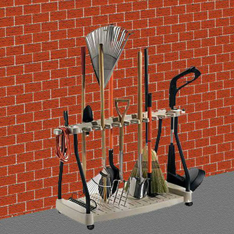 Suncast Garden Tool Rack With Wheels - Outdoor Garden Storage