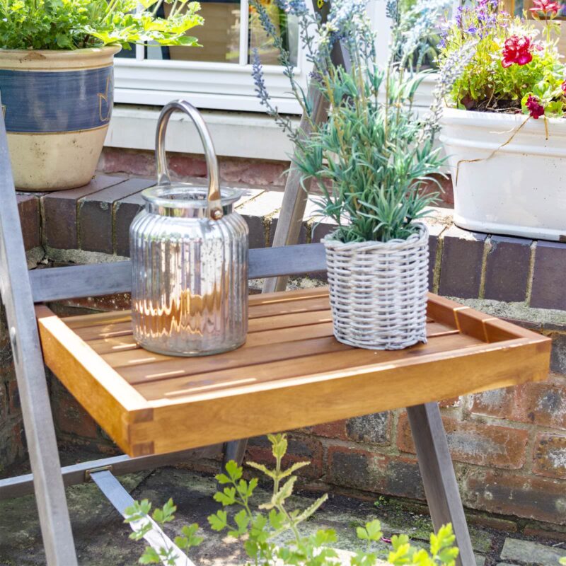 Alderley Large Hardwood Garden Plant Ladder - Outdoor Grey Wooden Plant Shelves