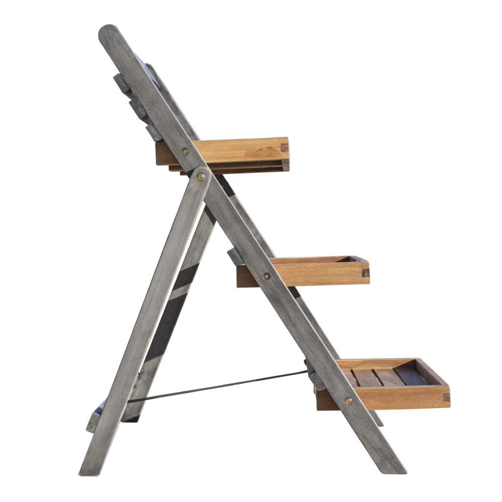 Alderley Small Hardwood Garden Plant Ladder - Outdoor Grey Wooden Plant Shelves - Image 2