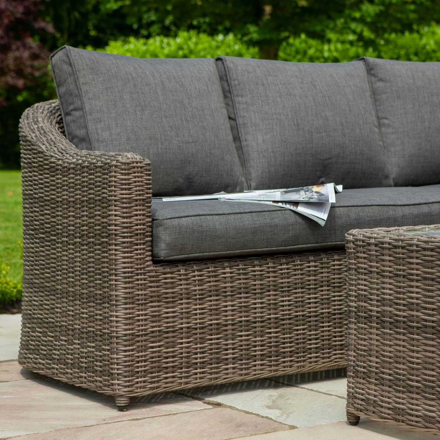Bunbury Corner Set Natural Weave Outdoor Sofa & Table Garden Furniture