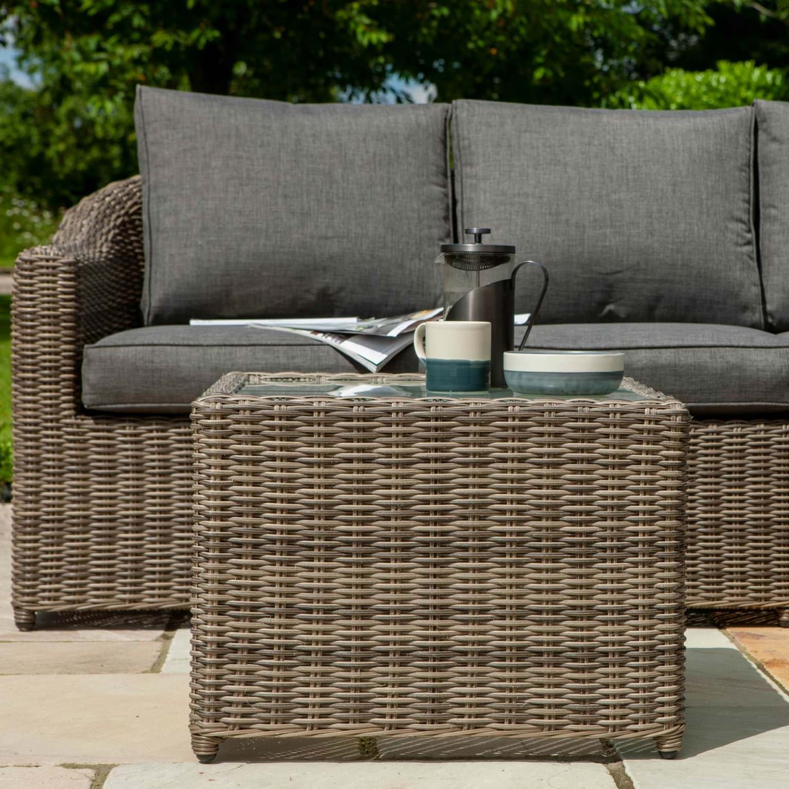 Bunbury Corner Set Natural Weave Outdoor Sofa & Table Garden Furniture