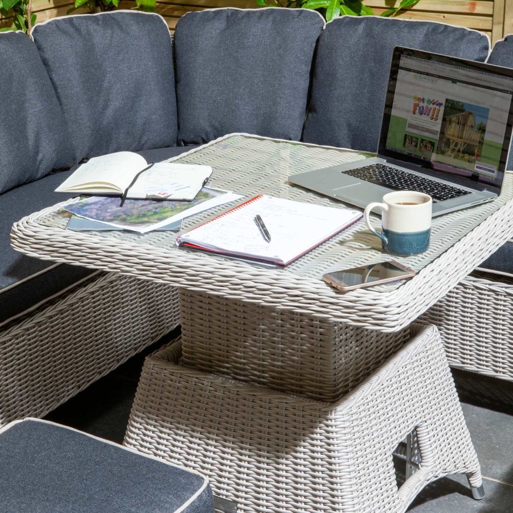 Prestbury Compact Diner Set Putty Grey Outdoor Adjustable Garden Furniture - Image 5