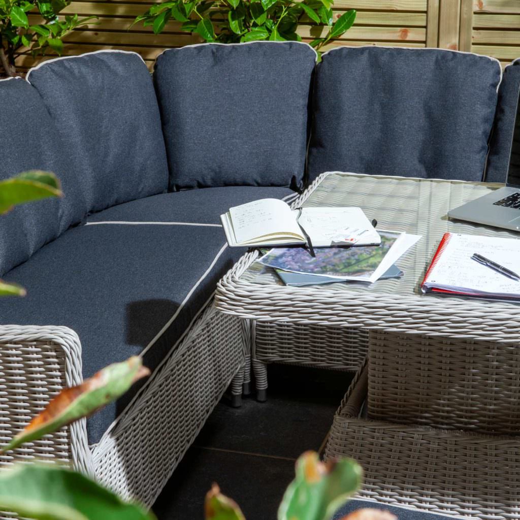 Prestbury Compact Diner Set Putty Grey Outdoor Adjustable Garden Furniture - Image 4