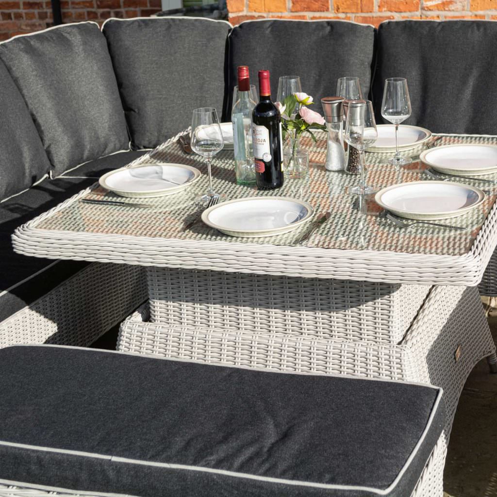 Prestbury Corner Dining Set Putty Grey Outdoor Adjustable Garden