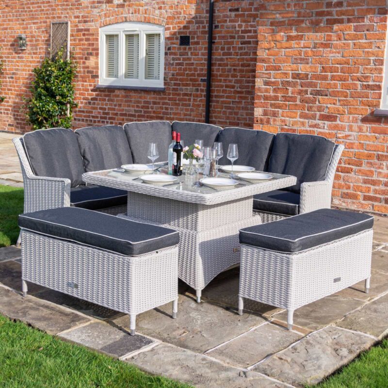 Prestbury Corner Dining Set Putty Grey Outdoor Adjustable Garden Furniture Set