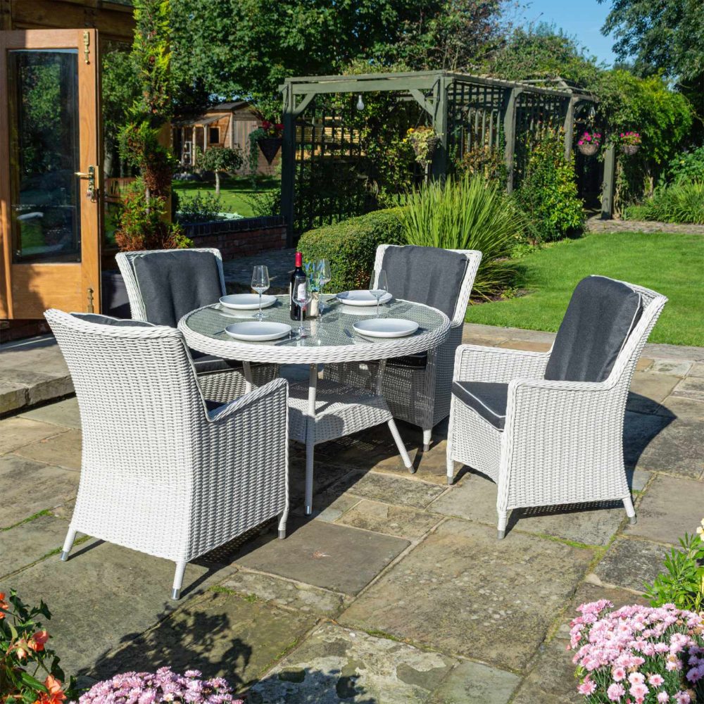 Prestbury 4 Seater Dining Set Putty Grey Garden Furniture Set Stone Grey