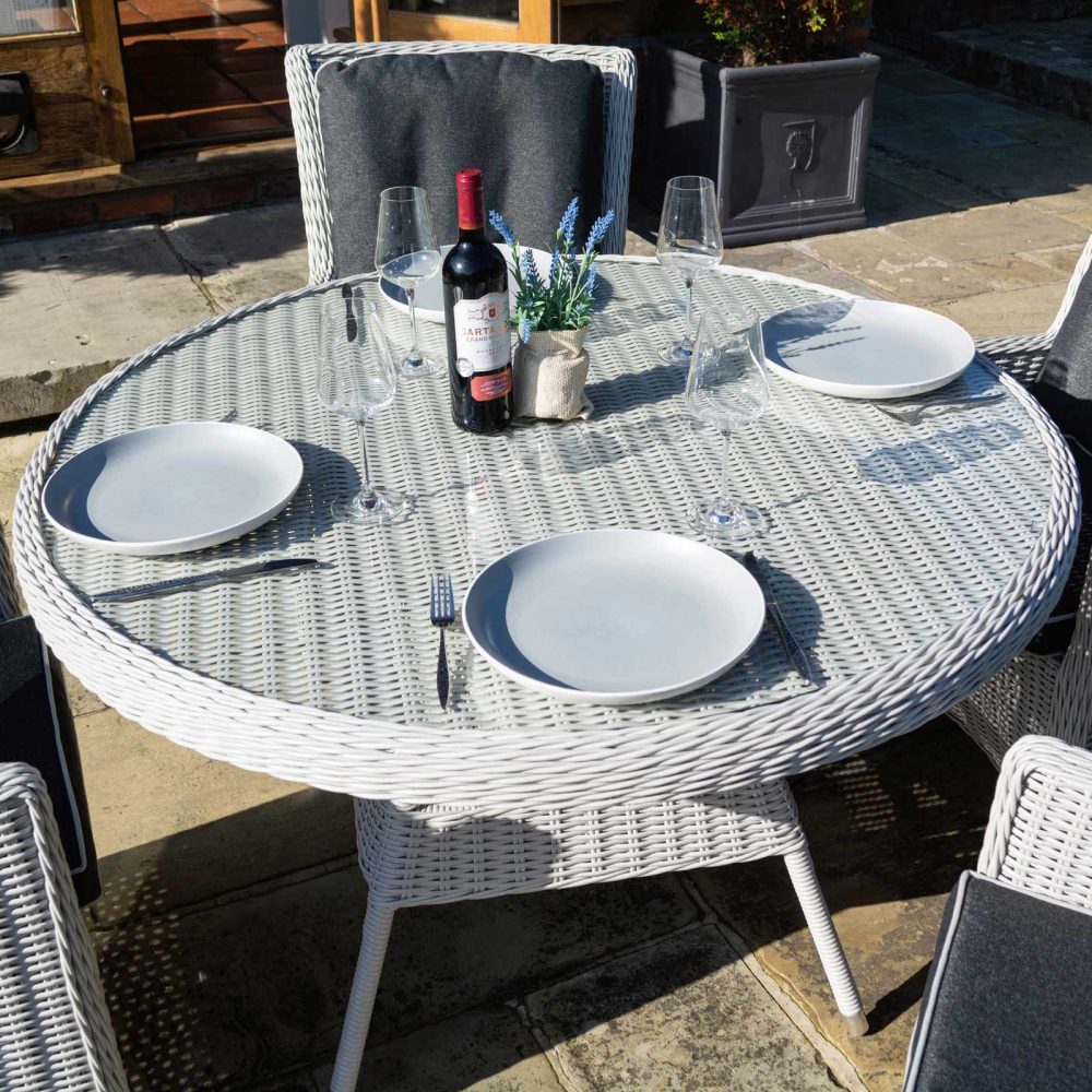 Prestbury 4 Seater Dining Set Putty Grey Garden Furniture Set Stone Grey - Image 8